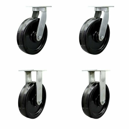 SERVICE CASTER 12'' Extra Heavy Duty Phenolic Wheel Caster Set 2 Swivel 2 Rigid , 4PK CRAN-SCC-KP92S1230-PHR-2-R-2